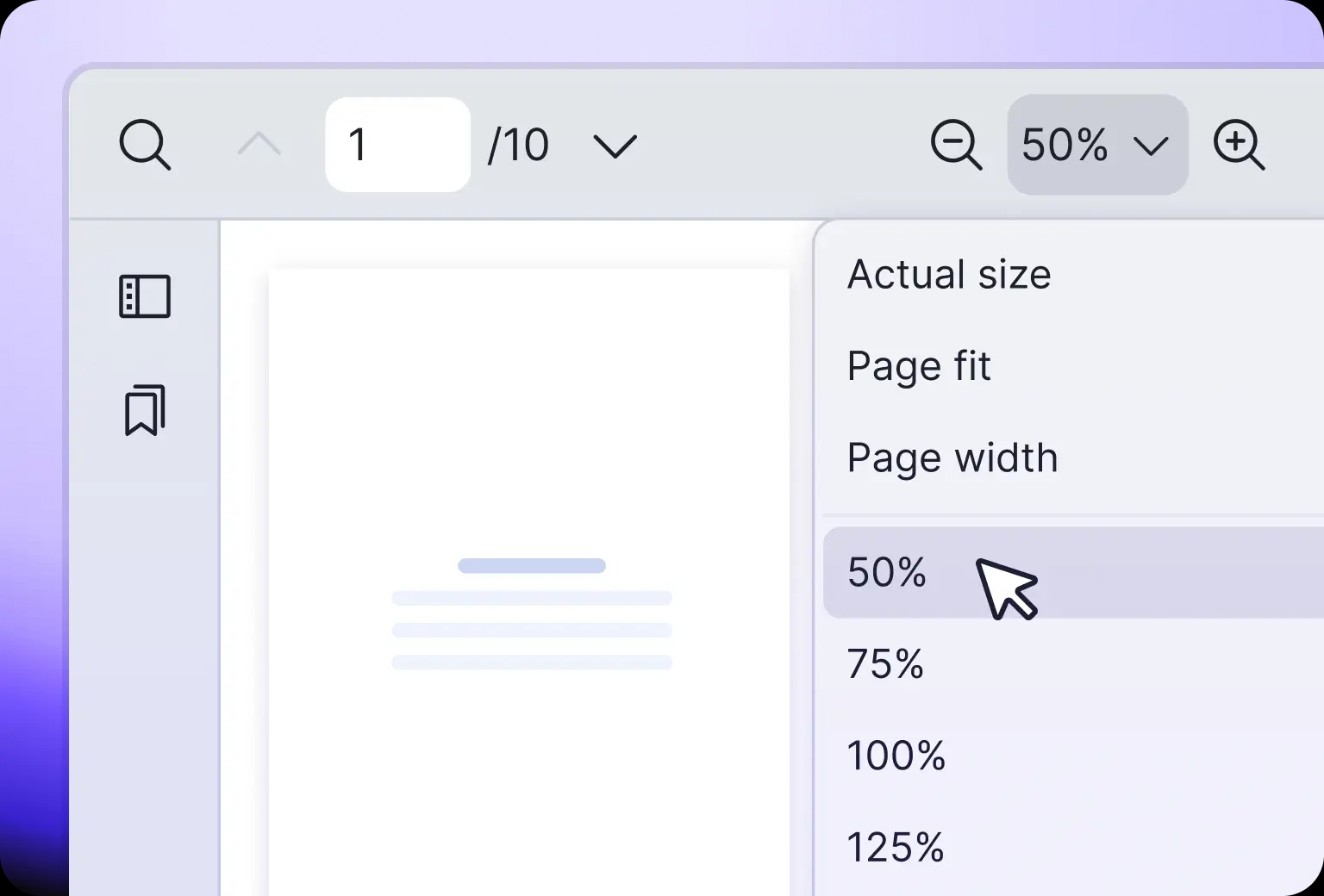 Users can adjust zoom level of the PDF document in Vue PDF Viewer