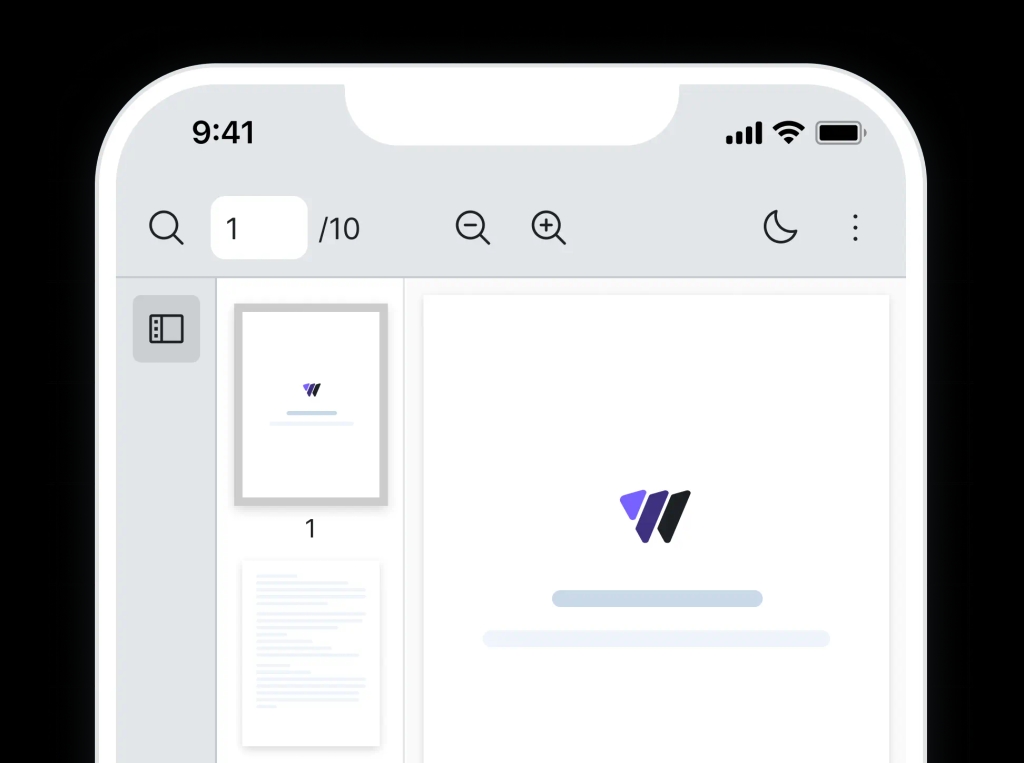 Vue PDF viewer shown in mobile view