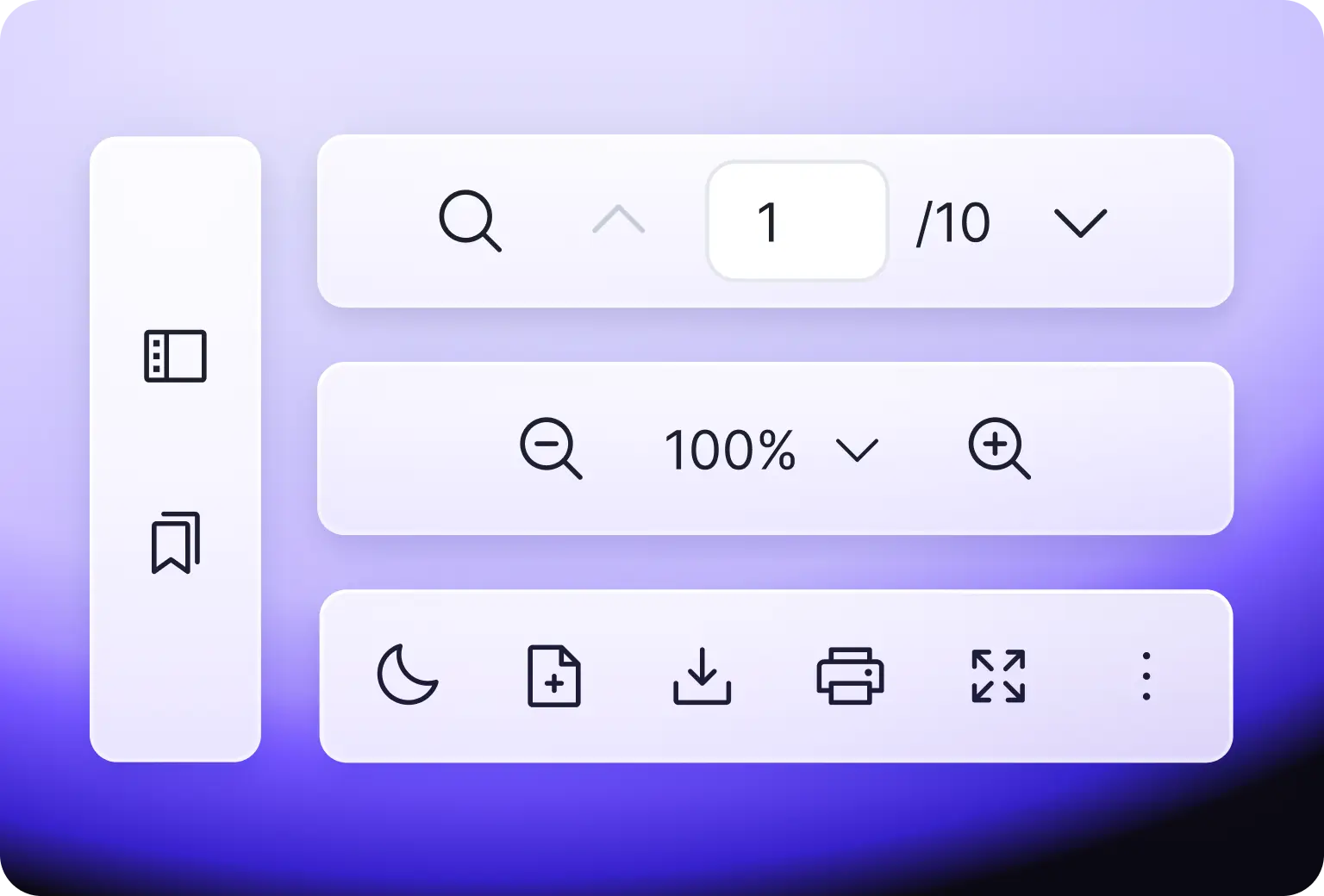 Vue PDF component customizable panel letting Vue developers show, hide, or replace toolbar and sidebar icons
