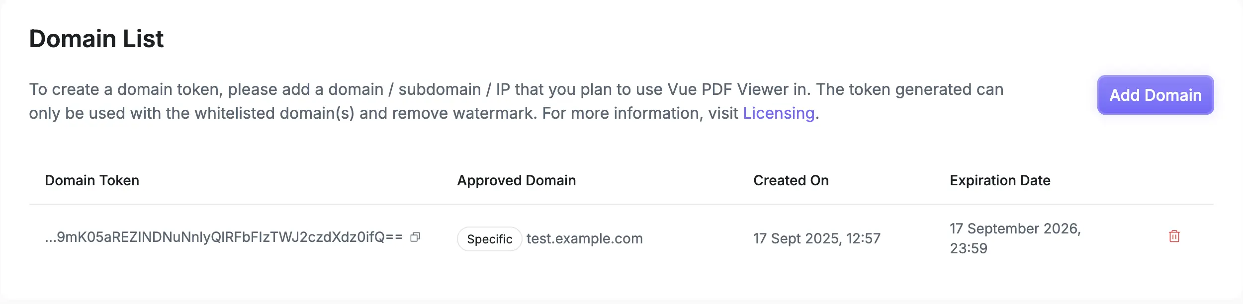 An image of how to add specific domain with Vue PDF Viewer