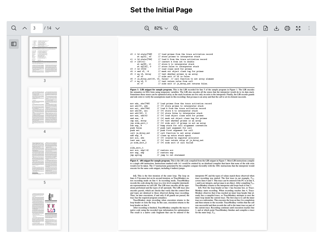 Set the Initial Page Example